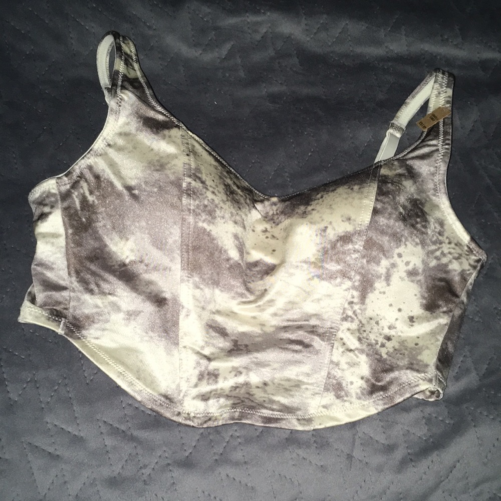 PINK Sliver, cream, tan tie dye crop bralette